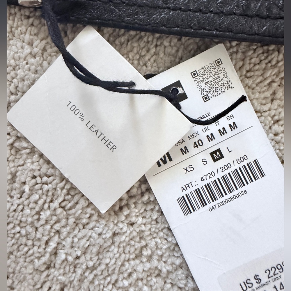 Zara Black Studded Leather Jacket - Picture 4 of 5